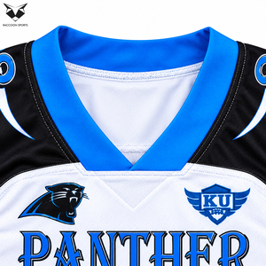 Conjunto de Uniforme de Fútbol Americano de Primera Calidad, Jersey Blanco, Azul y Negro, Pantalones, Ropa Deportiva para Equipo, Entrenamiento, Competencia y Juego - Product Image 5