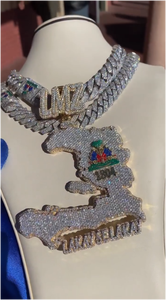 CONCEPTION Colgante de Moissanita con Inicial Chapado en Oro de 14k y Plata 925 para Hombre, Estilo Hip Hop, Fino, Unisex, Clásico, con Mapa de Islandia, para Fiestas - Product Image 2