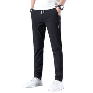 Pantalon de survêtement décontracté pour homme en soie glacée respirante, coupe droite ample, léger, idéal pour l'été et le sport - Product Image 2