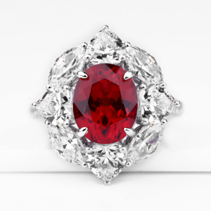 S925 Sterling Silver Lab Grown Ruby <b>Ring</b> Oval Marquise <b>CZ</b> Diamond Cluster Women Luxury Statement <b>Ring</b> US Size 6 JRURR185Y - Product Image 2