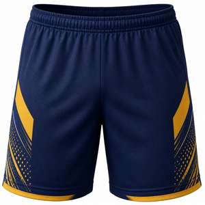 Tenue de football pour homme, bleu marine, blanc, or, imprimé géométrique, manches courtes, tissu respirant, coupe athlétique, toutes saisons - Product Image 3