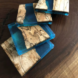Juego de posavasos de resina epoxi y madera con estilo, posavasos modelo de taza, buen precio para uso artesanal - Product Image 1