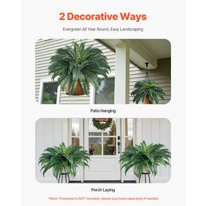 2 Pezzi Grandi Felci Artificiali Boston Pendenti, Diametro 43-47 Pollici, Spalma Naturale, per Uso Interno, Decorazione Murale, Pianta Finta 5 - Product Image 5