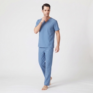 Conjunto de Uniforme Médico Transpirable para Hombre, Camisa con Cuello en V, Pantalones con Bolsillos Tipo Cargo, Poliéster y Elastano, Ropa de Hospital - Product Image 3