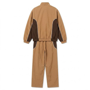 Survêtement marron personnalisé OEM/ODM, ensemble de sport deux pièces color-block en gros, ensemble décontracté de haute qualité pour hommes - Product Image 2