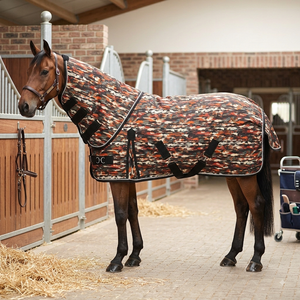 Tapis de cheval en polycoton 600D imprimé imperméable confortable avec doublure en nylon sans remplissage combo noir/blanc reliure - Product Image 4