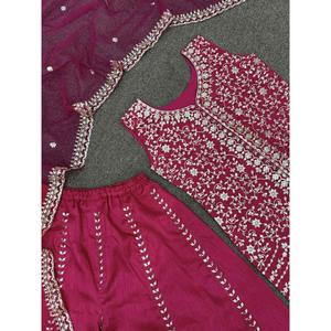 ผ้าไหมแบบโมโนปักเรียงตามลำดับสำหรับนักออกแบบวังกับลูกพีช Dupatta - Product Image 6