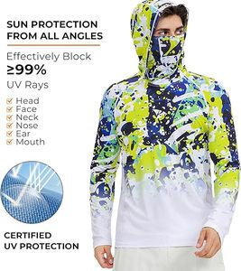 เสื้อเชิ้ตเดินป่าสำหรับผู้ชายแขนยาว UPF 50+ พร้อมหน้ากากป้องกันรังสียูวีและฮู้ดคลุมคอ - Product Image 5