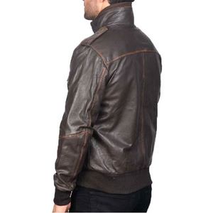 Chaqueta de Cuero Marrón para Hombre, Piel de Oveja Auténtica, Cierre de Cremallera, Cuello Alto, Puños de Punto Acanalado, Dos Bolsillos Interiores y Cuatro Exteriores - Product Image 5
