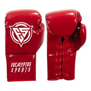 Gants de boxe professionnels en cuir PU brillant personnalisés moule à main avec logo personnalisé pour Muay Thai entraînement gants d'arts martiaux en dentelle - Product Image 3