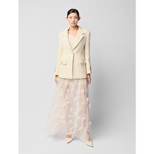 Jupes de haute qualité : Meilleure jupe droite en polyester MILAN EMB FEATHER SKIRT, ornée de plumes, style Vietnam, pour femmes - Product Image 2