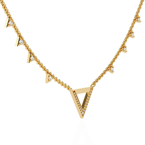 Delicate Chevron Pendant V-Shape Triangle Diamond <b>Necklace</b> 10K 14K 18K Yellow Gold - Product Image 4