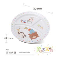 Assiette divisée en mélamine à 3 compartiments pour enfants, imprimée sur mesure, plateau alimentaire pour enfants à motif de dessin animé, vaisselle de marque OEM ODM pour enfants
