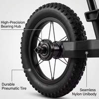 Vélo d'équilibre léger pour enfants, 12 pouces, cadre monobloc en nylon, éclairage LED, moyeu à roulement, roues à rayons pneumatiques, logo personnalisé OEM