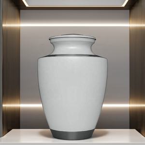 Vente chaude Grandes Urnes Crématoires Blanches Couleurs Personnalisées Adulte Cendres Commémoratives Souvenir Pots En Métal pour Cérémonie Funéraire Américaine - Product Image 4