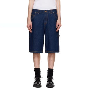 Shorts en jean baggy à cordon de serrage pour hommes, déchirés, délavés à l'acide, coupe ample, jambe large, style streetwear, été, fournisseur OEM personnalisé - Product Image 1