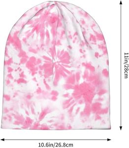 Pink <b>Floral</b> <b>Tie</b> Dye Beanie Hat Unisex Adult 100% Acrylic Knitted Winter Cap Casual Style - Product Image 2
