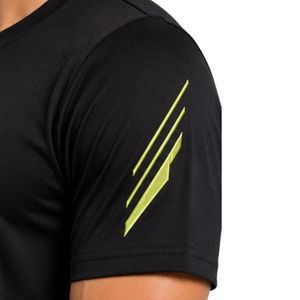 T-shirt de sport pour homme noir et vert fluo, séchage rapide, athlétique, pour la gym, la course et l'entraînement, personnalisable - Product Image 5