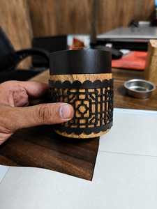 Brûleur d'encens en bois et cuir écologique, design unique, couleur crème, aromathérapie toutes saisons - Product Image 2