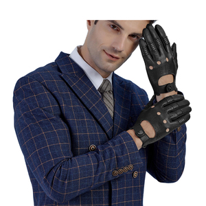 Guantes de cuero clásicos negros para hombre, guantes de moda transpirables de primera calidad, guantes de cuero para hombre de primera calidad, estilo clásico negro - Product Image 2