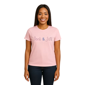 Camiseta Rosa para Mujer con Diseño de Letras Cursivas Brillantes, Ropa Casual para el Día a Día, Estilo Urbano, Cómoda y a la Moda - Product Image 1