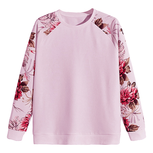 Unisex Floral Print <b>Raglan</b> Sleeve Pullover Sweatshirt Oversized O-Neck Knitted Cotton Casual Spring <b>Top</b> - Product Image 6
