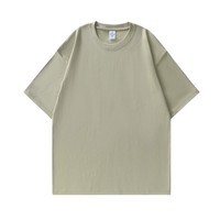 T-shirt décontracté à col rond en coton pur 220G, coupe ample, couleur unie, pour hommes et femmes, fabriqué en Chine (Bangladesh)