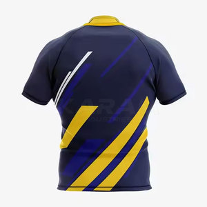 Créez votre propre logo, maillot de rugby unisexe respirant à manches courtes et de couleur unie - Product Image 2