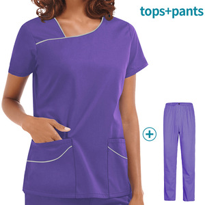 Ensemble d'uniformes médicaux en satin pour infirmières, respirant, confortable, léger, unisexe, pour hôpital et clinique, logo personnalisé, haute qualité - Product Image 2