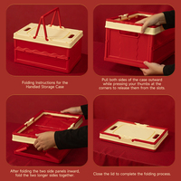 Boîte de rangement pliable et portable en PP rouge écologique et durable avec poignée, idéale pour les cadeaux de Noël et les événements festifs (vente en gros)