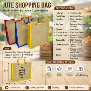 Bolsa de Compras de Yute de Primera Calidad para Compras, Regalos y Uso Promocional Disponible al Mejor Precio - Product Image 4