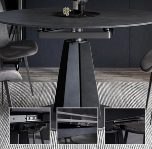 <span class=keywords><strong>Table</strong></span> de salle à manger en marbre, pierre frittée, Base de pied en métal, Extension ronde, <span class=keywords><strong>Table</strong></span> à manger - Product Image 6