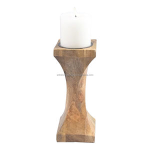 Venta al por mayor de lujo personalizado hecho a mano de madera de mango candelabro pilar para el hogar adornos navideños - Product Image 2