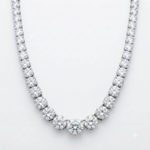 Elegant 18K White Gold IGI Certified Ami Jewels Diamond Chain <b>Necklace</b> Women Luxury Sparkling Bridal Party Wear Modern Stylish - Product Image 3