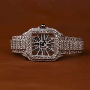 Montre en diamant moissanite haut de gamme, montre étincelante pour hommes et femmes, usage décontracté et formel, de la marque India Diamond Watch - Product Image 4