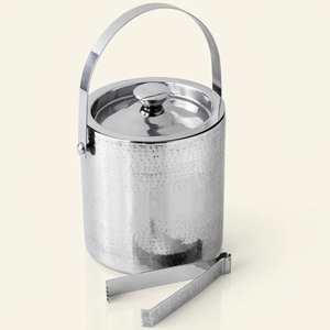 Wholesale Custom Logo Double Layer Champagne Bucket Mirror Finish Stainless Steel Hammered Ice Bucket For Hotels & Barware - Product Image 1