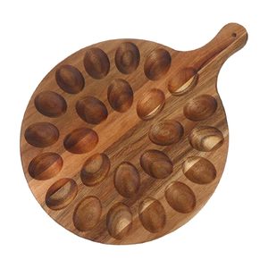 Bandeja Porta Huevos de Madera Artesanal, Tabla Rústica para Almacenamiento de Huevos Estilo Granja, Plato para Servir Huevos Rellenos de Madera de Acacia, Decoración de Pascua para Cocina - Product Image 2