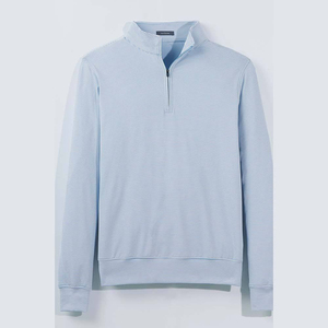 <b>Men's</b> Blue Quarter-Zip Fleece <b>Jacket</b> Breathable Casual Knitted Long Sleeve Solid Color Autumn Wear <b>cycling</b> outerwear - Product Image 3