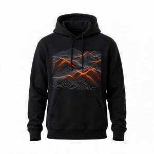 <b>Men's</b> Heavyweight Black Cotton Pullover Hoodie Custom <b>Orange</b> Graphic Print Street wear Fashion Fleece Casual Winter <b>Sweatshirt</b> - Product Image 1
