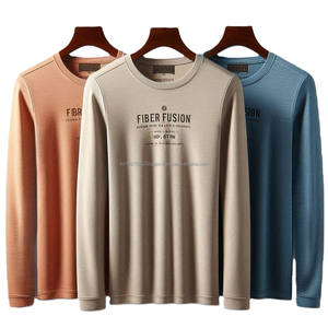 100% coton O-Neck T-Shirts Hommes Manches Longues Séchage Rapide Tricot Léger Respirant-Styles Personnalisés Smart Fit Solide Couleur Imprimé OEM - Product Image 4