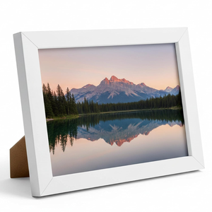 Modern <b>White</b> Wooden Photo <b>Frame</b> | Minimalist Tabletop Picture <b>Frame</b> Decorative Landscape Photo Display for Living Room, Bedroom - Product Image 1