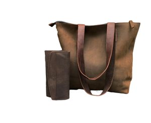 Bolso de Hombro de Cuero Desgastado con Bolsa Organizadora, Bolso de Compras Vintage de Gran Capacidad, Bolso de Mano Hecho a Mano Personalizado - Product Image 5