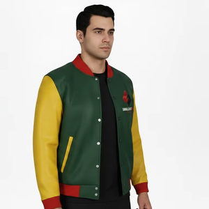 Veste décontractée pour homme, style universitaire, en mélange de coton, boutonnée, color block, légère, tendance streetwear, vente en gros - Product Image 3