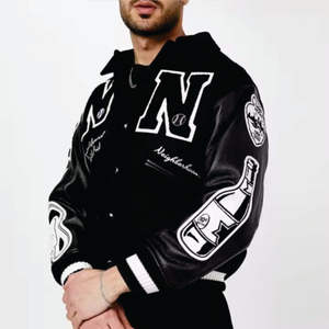 Chaqueta Varsity Personalizada al por Mayor, Transpirable, con Logotipo Bordado, Estilo Béisbol, Cuerpo de Lana y Mangas de Cuero - Product Image 3