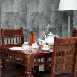 Juego de Comedor de Madera Maciza de Lujo Hecho a Mano con Mesa para 4 Personas, Sillas Talladas Ornamentadas y Acabado Premium en Sheesham - Product Image 2