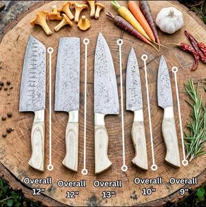 Steel Craft International Hand Forged 5-Piece Damascus Steel Chef <b>Knife</b> <b>Set</b> for outdoor and kitchen - Product Image 2