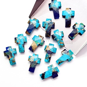 Turquesa Azul Cobre AAA, Gema Tallada a Mano en Forma de Cruz, 15MM, Gema Suelta Tallada para Joyería, Precio al por Mayor, Suministro a Granel - Product Image 3