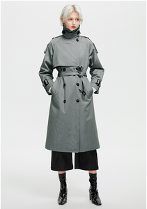 Gabardina Larga para Mujer, Color Sólido, Resistente al Viento, Estilo Casual, Manga Larga, Cuello Chal, para Primavera, Otoño e Invierno - Product Image 2