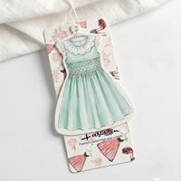 Étiquette personnalisée en gros pour robe de fille, étiquette de vêtement en papier de luxe pour enfants, étiquette de vêtement haut de gamme avec logo personnalisé