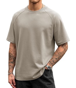 T-shirt décontracté à manches courtes pour homme, 100 % coton, col rond et épaules tombantes, couleur unie, coupe oversize, prix de gros, provenance du Bangladesh - Product Image 1